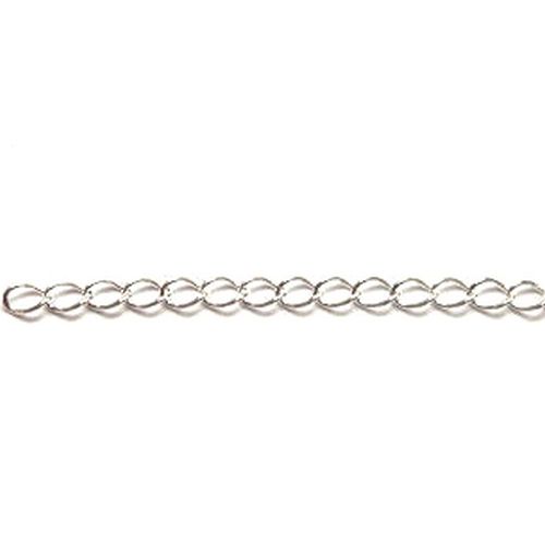 Silver chain, curb chain, 2.5x4mm, shiny; per meter