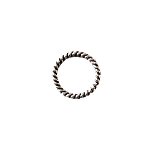 Zilveren dichte ring, 11mm, twisted wire, antiek; per 10 stuks