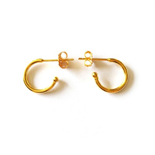 Silver earring, 12mm, goldpalted; per 5 pair