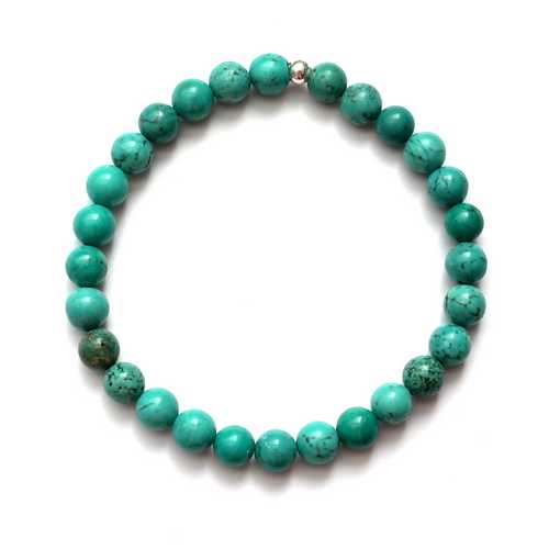 Bracelet, Chinese turquoise, 6mm, size L; per 3 pcs