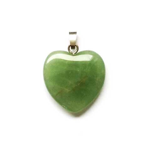 Green aventurine, pendant heart shape, 20mm; per 5 pcs