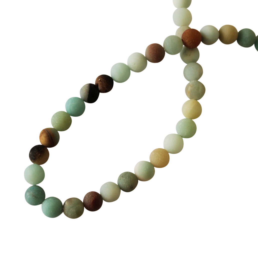 Amazoniet multicolor, rond, 4mm, mat; per 40cm streng