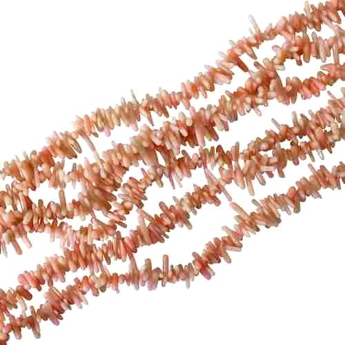 Pink Coral, branch, 3-5x12-15mm, light salmon pink; per string