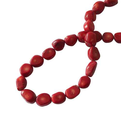 Red Coral, nugget, 15-20mm; per 40cm string