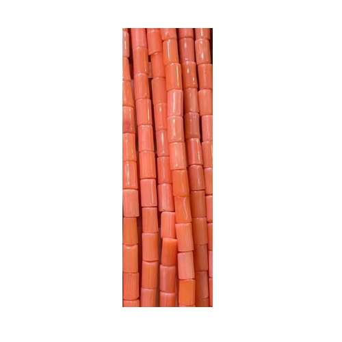 Coral, tube 3x5mm, peach; per 40cm string
