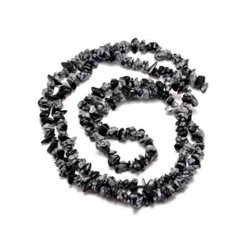 Zwarte sneeuwvlok obsidiaan, split, 5-8mm; per 90cm streng