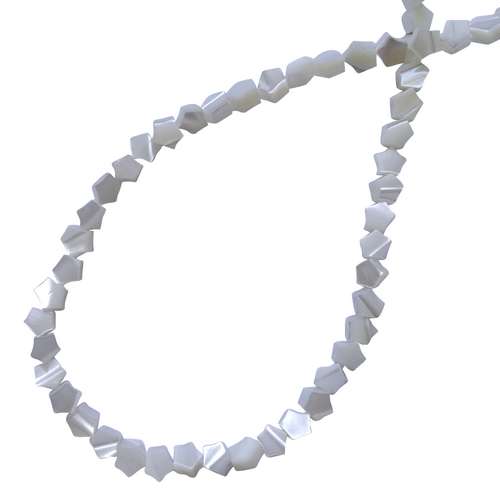 Mother of Pearl, star, 4mm, white; per 40cm string