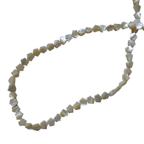 Mother of Pearl, star, 4mm, beige; per 40cm string