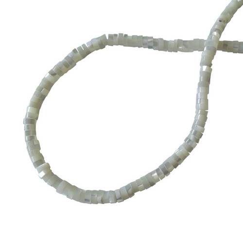 Mother of Pearl, disc, 2x4mm, white; per 40cm string