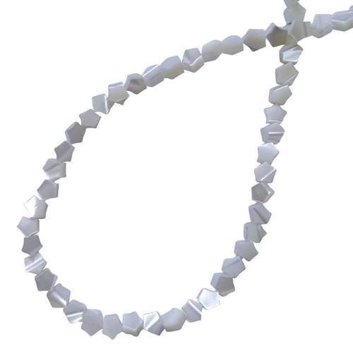 Mother of Pearl, star, 6mm, white; per 40cm string