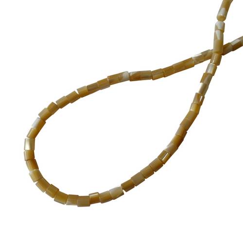 Mother of Pearl, tube, 3.5x4mm, beige; per 40cm string