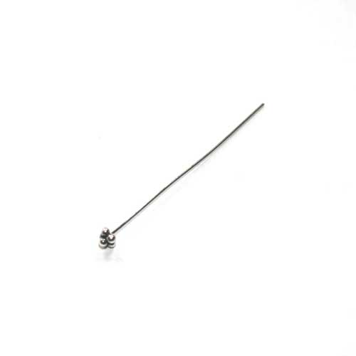 Zilveren headpin, 4cm, wire 0.65mm; per 10 stuks
