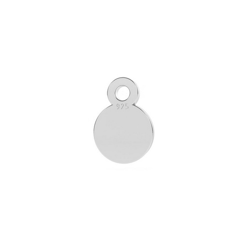 Silver label, round, 5mm with ring on top, shiny; per 10 pcs