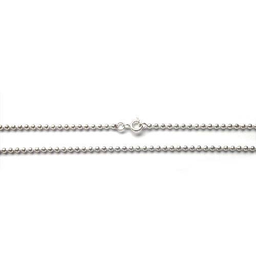 Zilveren ketting, ball chain, 2mm, glanzend; per stuk