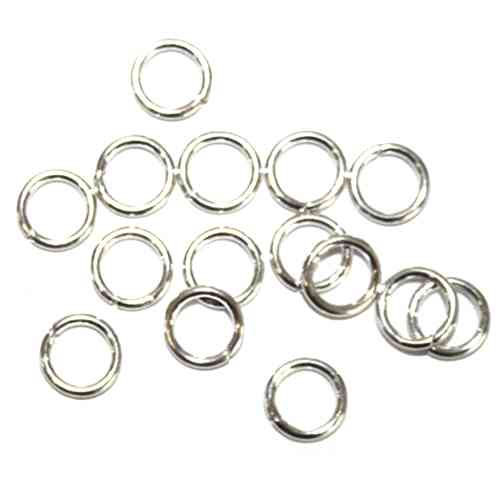 Zilveren open ring, 7mm, wire 1mm, glanzend; per 25 stuks