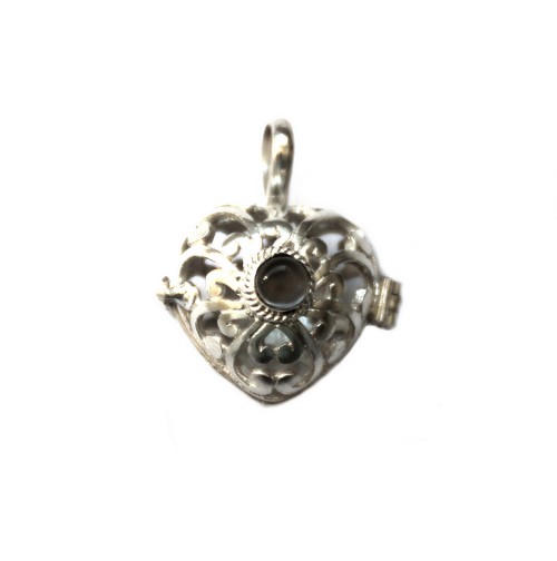 Silver pendant, heartshape, 18mm, shiny; per pc