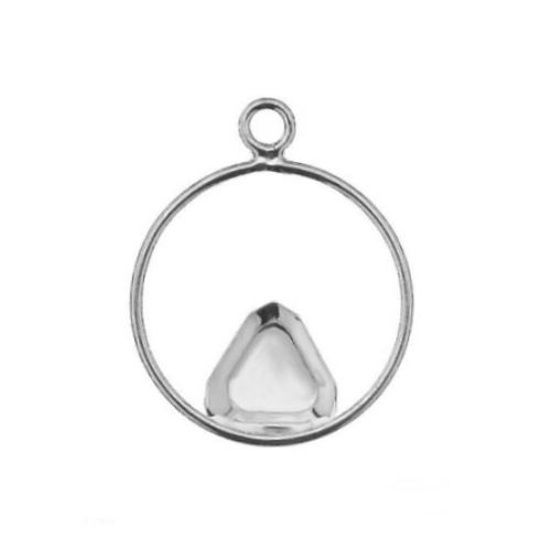 Silver pendant, round 20mm with 6mm triangle, shiny; per pc