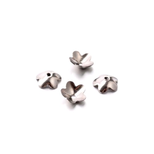 Stainless steel beadcap, 6mm,silvertone; per 50 pcs