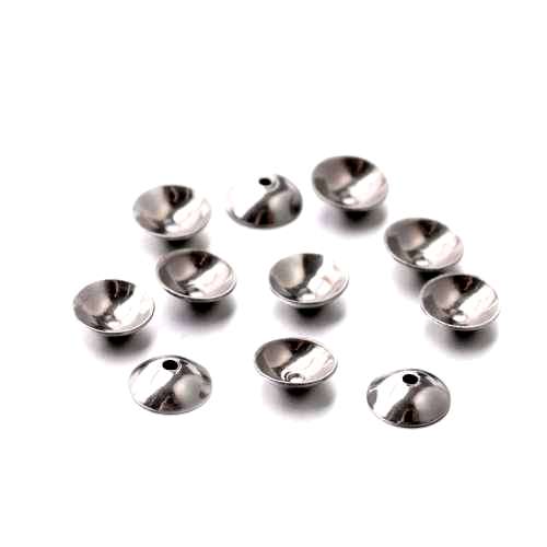 Stainless steel plain beadcap, 5mm, shiny; per 50 pcs