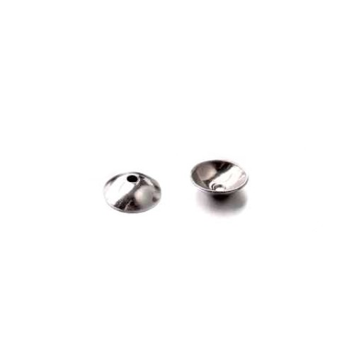 Stainless steel plain beadcap, 6mm, shiny; per 50 pcs