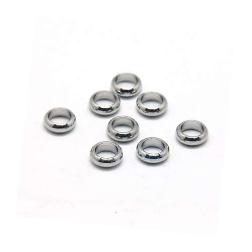 Stainless steel bead, ring, 8mm, shiny; per 50 pcs