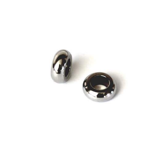 Stainless steel bead, donut, 10x4mm, silver tone; per 10 pcs
