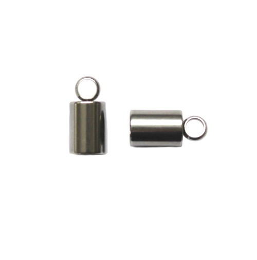 Stainless steel endcap, 10x7mm, shiny; per 10 pcs