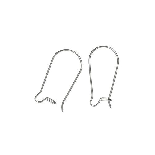 Stainless steel earring wire hook, 9x20mm, shiny; per 25 pair