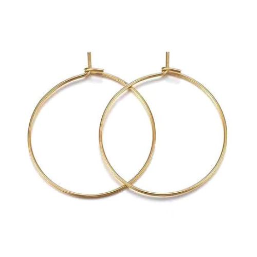 Stainless steel hoop oorbel, 35mm, ip gold; per 10 paar