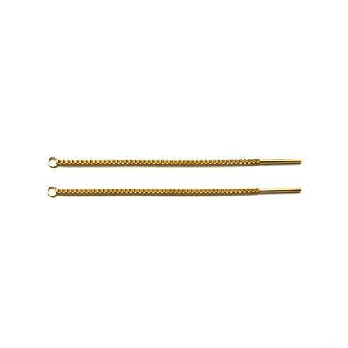 Stainless steel oorbel, ketting 7cm, ip gold; per 5 paar