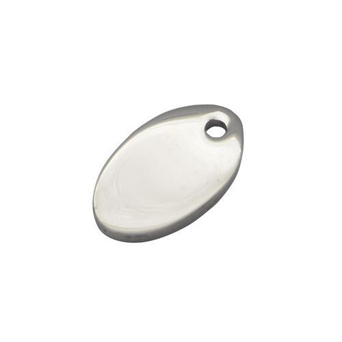 Stainless steel label, oval, 13x7mm, shiny; per 25 pcs
