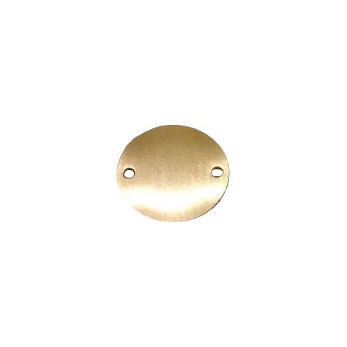 Stainless steel label, 10mm, 2 holes, mat ip gold; per 10 pcs