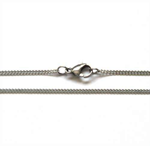 Stainless steel ketting, curb 1.5mm, lengte 43cm; per 3 stuks