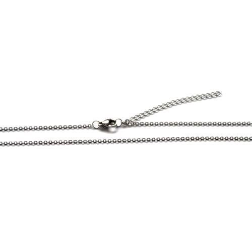 Stainless steel ketting, ovaal, 45cm met extender; per 3 stuks