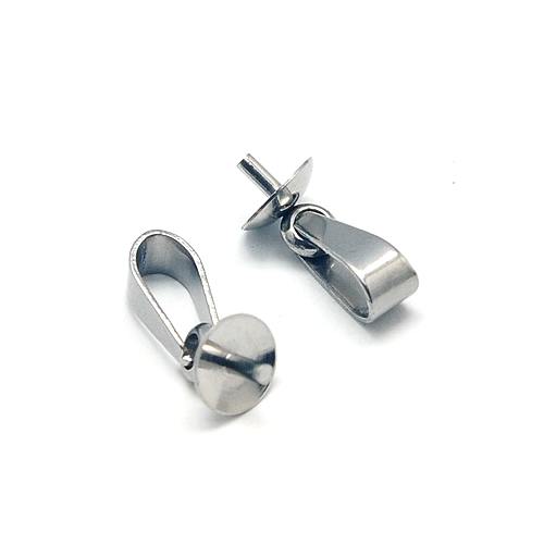 Stainless steel bail with cap, 5mm; per 10 pcs